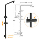 WELS Matt Black Dual Shower 12" Large Shower Rain Head + Handheld Silde Wall Rail Mixer Set