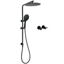 WELS Matt Black Shower Set 12" Large Rain Head Handheld Sliding Rail Arm Round Taps