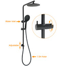 Matt Black Round 9" Rainfall Head Handheld Sliding Rail Wall Arm Dual Shower Set
