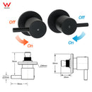 Matt Black Round 9" Rainfall Head Handheld Sliding Rail Wall Arm Dual Shower Taps Set