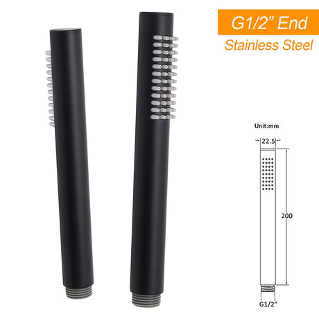 Matt Black Round 250mm Rain Shower Head Brass Handheld Slide Rail Riser Arm Set