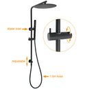 Round 300mm Rain Shower Head Brass Handheld Riser Rail Set Diverter Matt Black