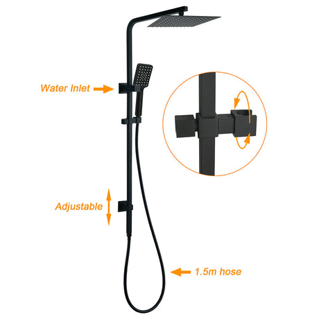 Matt Black Twin Shower Set Square 10
