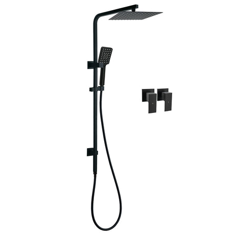Matt Black Twin Shower Set Square 10