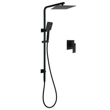 Matt Black Twin Shower Set Square 10