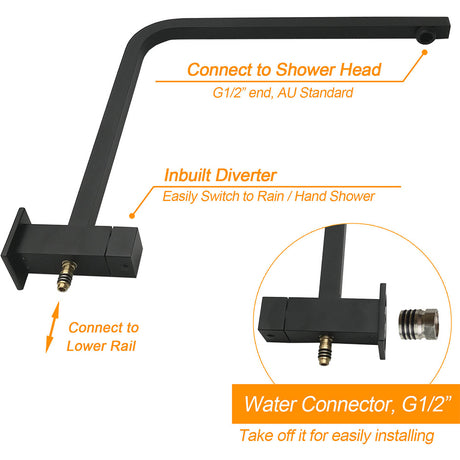 Matt Black Twin Shower Set Square 10