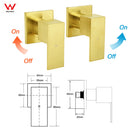 WELS Brushed Gold Square Shower 10" Thin Rain Head Handheld Silde Rail Arm 2in1 Taps Set