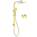 WELS Brushed Gold Square Shower 12" Large Rain Head 3 Modes Handheld Silde Rail Arm 2in1 Taps Set