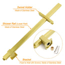 Brushed Gold Square Dual Shower 12" Large Rain Head Handheld Silde Rail Arm 2in1 Set + Mixer