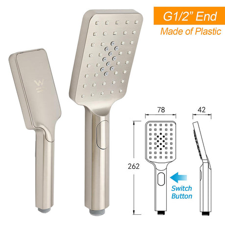 Brushed Nickel Square Twin Shower Set 8