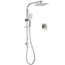 Brushed Nickel Square Twin Shower Set 8" Rain Head 3 Modes Handheld Silding Rail Mixer