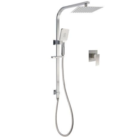 Brushed Nickel Square Twin Shower Set 8