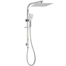 Brushed Nickel Square 2in1 Shower Set Large 12" Rain Head 3 Modes Handheld Silding Rail Arm