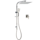 Brushed Nickel Square Twin Shower Set 12" Rain Head 3 Modes Handheld Silding Rail Wall Mixer