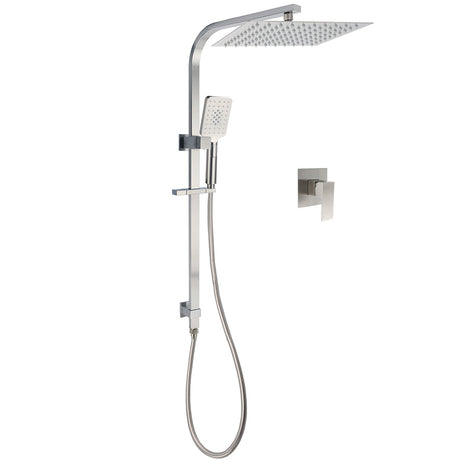 Brushed Nickel Square Twin Shower Set 12