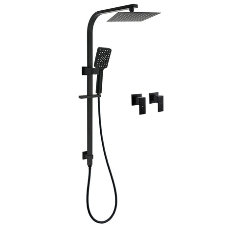 Matt Black Square Twin Shower Set 8
