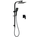 Matt Black Square Twin Shower Set 8" Rain Head 3 Modes Handheld Silde Rail Arm + Mixer