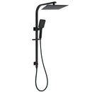 WELS Matt Black Dual Shower Set 10" Square Rain Head Handheld Silde Rail Arm Kit