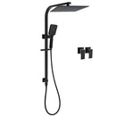 Dual Shower Set Matt Black 12" Rainfall Head 3 Modes Handheld Silding Rail Combo Double Taps