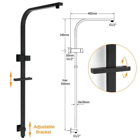 Dual Shower Set Matt Black 12