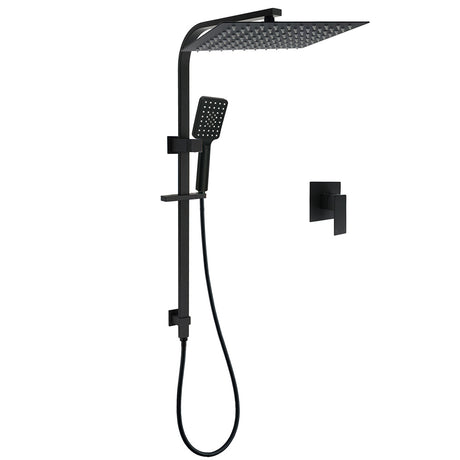 WELS Matt Black Dual Shower Set Large 16
