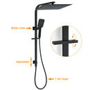 WELS Matt Black Dual Shower Set Large 16" Rainfall Head 3 Modes Handheld Silding Rail Combo Mixer
