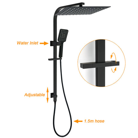 WELS Matt Black Dual Shower Set Large 16