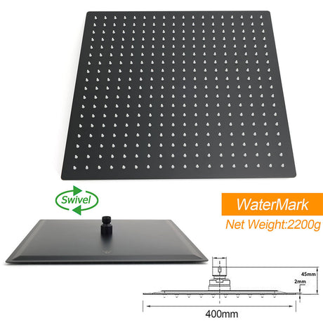 WELS Matt Black Dual Shower Set Large 16