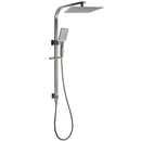 Gun Metal Double Square Shower Head Set 10" Rain Handheld Sliding Rail Diverter