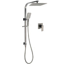 WELS Gun Metal Double Square Shower Head Set 10" Rain Handheld Sliding Rail Diverter Wall Mixer