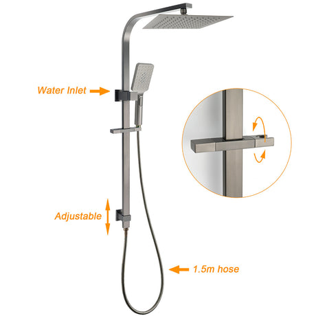 WELS Gun Metal Double Square Shower Head Set 10