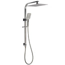 WELS Gun Metal Double Square Shower Head Set 12" Rain Handheld Sliding Rail 2 Way Switch