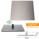 WELS Gun Metal Double Square Shower Head Set 12" Rain Handheld Sliding Rail 2 Way Switch
