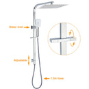 Chrome Dual Square Shower Set 12" Rain Shower Head 3 Function Handheld Rail Arm