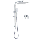 Chrome Twin Square Shower Set 12" Rain Shower Head 3 Function Handheld Rail Arm Taps