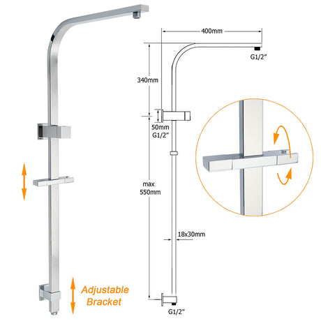 WELS 2IN1 Square Shower Head Set 10