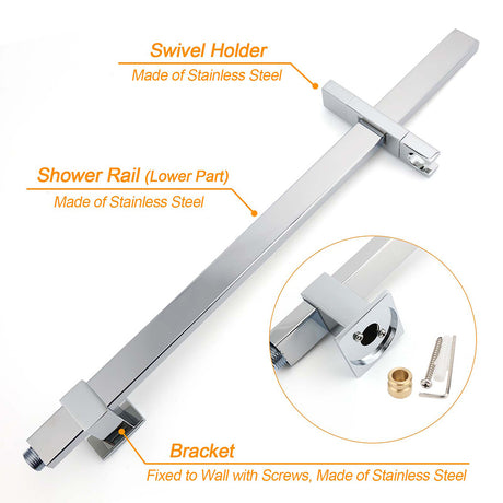 WELS 2 in 1 Square Shower Head Set 10