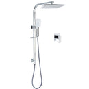 WELS 2 in 1 Square Shower Head Set 10" Rain Handheld Sliding Rail Arm Wall Mixer