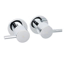 Chrome Brass 1/4 Turn Round Hot Cold Tap Pair Wall Set For Bathroom Shower Vanity Spout