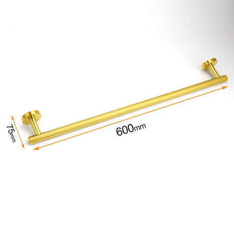 Brushed Gold Stainless Steel 750mm Long Towel Rack Rail Holder Round Hanger Bar