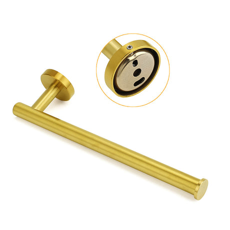 Bathroom Brushed Gold Round Towel Rack Holder Hook Clothes Hanger Wall Mounted