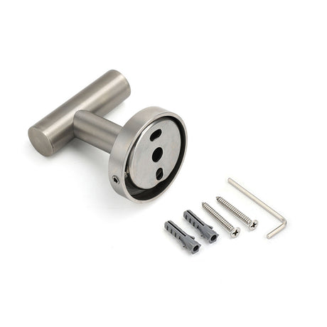 Brushed Nickel Robe Hook Hanger Organizer Bathroom Stainless Steel Accessory Kit