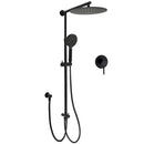 WELS Matt Black Twin Round 12" Shower Head Set Handheld Flexible Rail Wall Arm Mixer