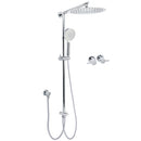 WELS Round Large 12" Rain 2in1 Shower Head 3 Modes Handheld Wall Rail Brass Twin Taps