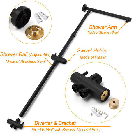 WELS Matt Black Twin Shower 8