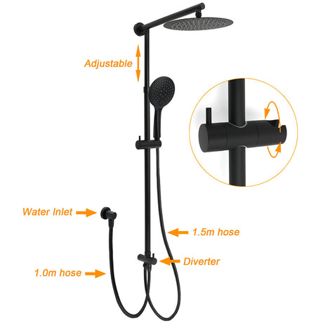 WELS Dual Black Round Shower Set 10