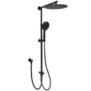 Matte Black Large 12" Twin Round Shower Head Set Handheld Diverter Rail Wall Arm