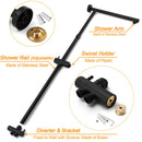 Matte Black Large 12" Twin Round Shower Head Set Handheld Diverter Rail Wall Arm