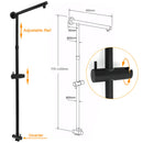 WELS Matte Black 12" Twin Round Shower Head Set Handheld Diverter Rail Wall Arm Mixer