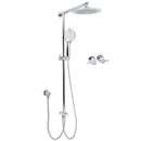 WELS Chrome Round 9" Rainfall Dual Shower Head & Handheld Sliding Rail Wall Arm Twin Taps